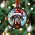 Doberman in Santa Hat Suncatcher Decoration